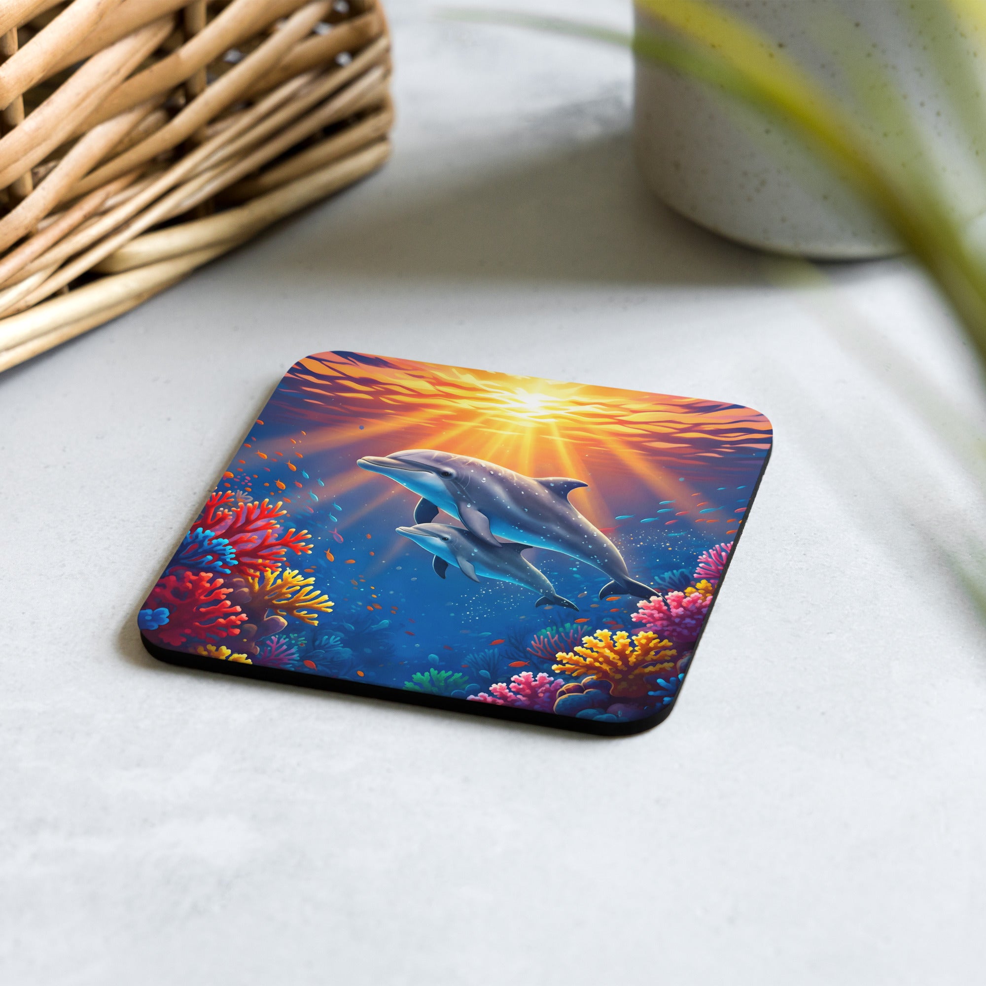 Cork-back coasters